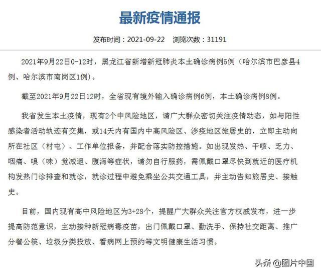 黑龙江新增本土确诊5例,哈尔滨发布第40号公告 黑龙江新增本土确诊5例,哈尔滨发布第40号公告