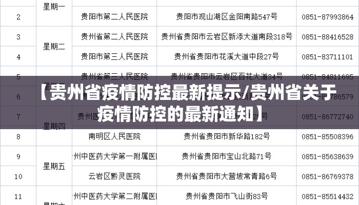 贵州省疫情防控通告发布，全力保障人民群众生命安全和身体健康